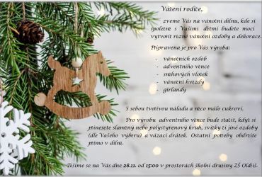 ADVENTNÍ DÍLNA VE ŠKOLNÍ DRUŽINĚ